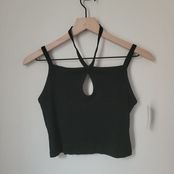 New American Eagle Black Ribbed Keyhole Tank Size Medium NWT - Picture 4 of 7